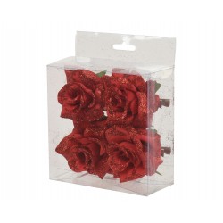 Rose sur clip rouge Ø8 -...