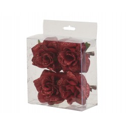 Rose sur clip bordeaux Ø8 -...