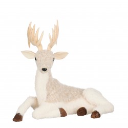 Cerf Duveteux Couché Beige...